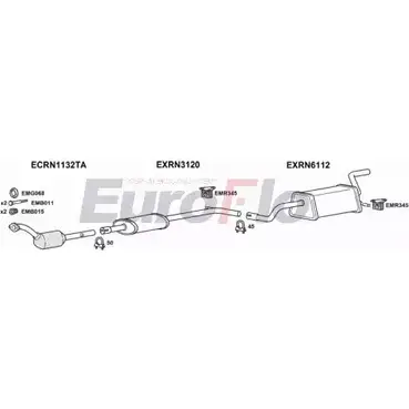 Система выпуска ОГ EUROFLO 4369272 8LTRAX RNCLI12 3008 KV2 HAA1 изображение 0