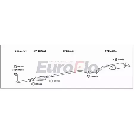 Система выпуска ОГ EUROFLO 4369275 YWLDD8 RNCLI12 7001B OQ JO4 изображение 0