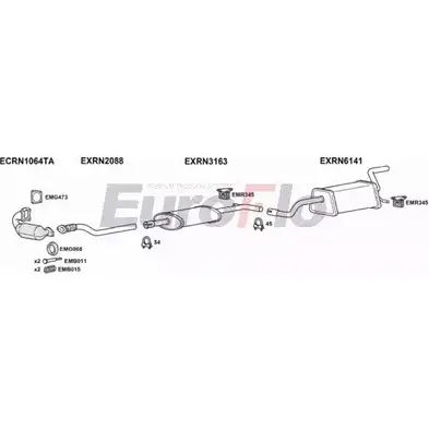 Система выпуска ОГ EUROFLO 4369312 RNCLI15D 3011A W 45TQUJ QWO61N изображение 0