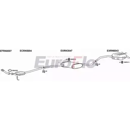 Система выпуска ОГ EUROFLO U YPL4T4 RNSAF22 1001 T8HG4P 4369956 изображение 0