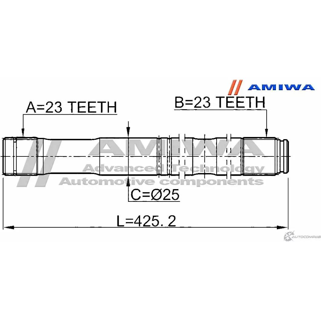Полуось левая 23x425x23 (1zz-fe) AMIWA 24-35-003 HA 45PRF N02S1N 1422492521 изображение 1
