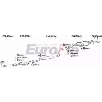 Система выпуска ОГ EUROFLO RR41616 2004B UPY71 Y6 DDDU7 4370158