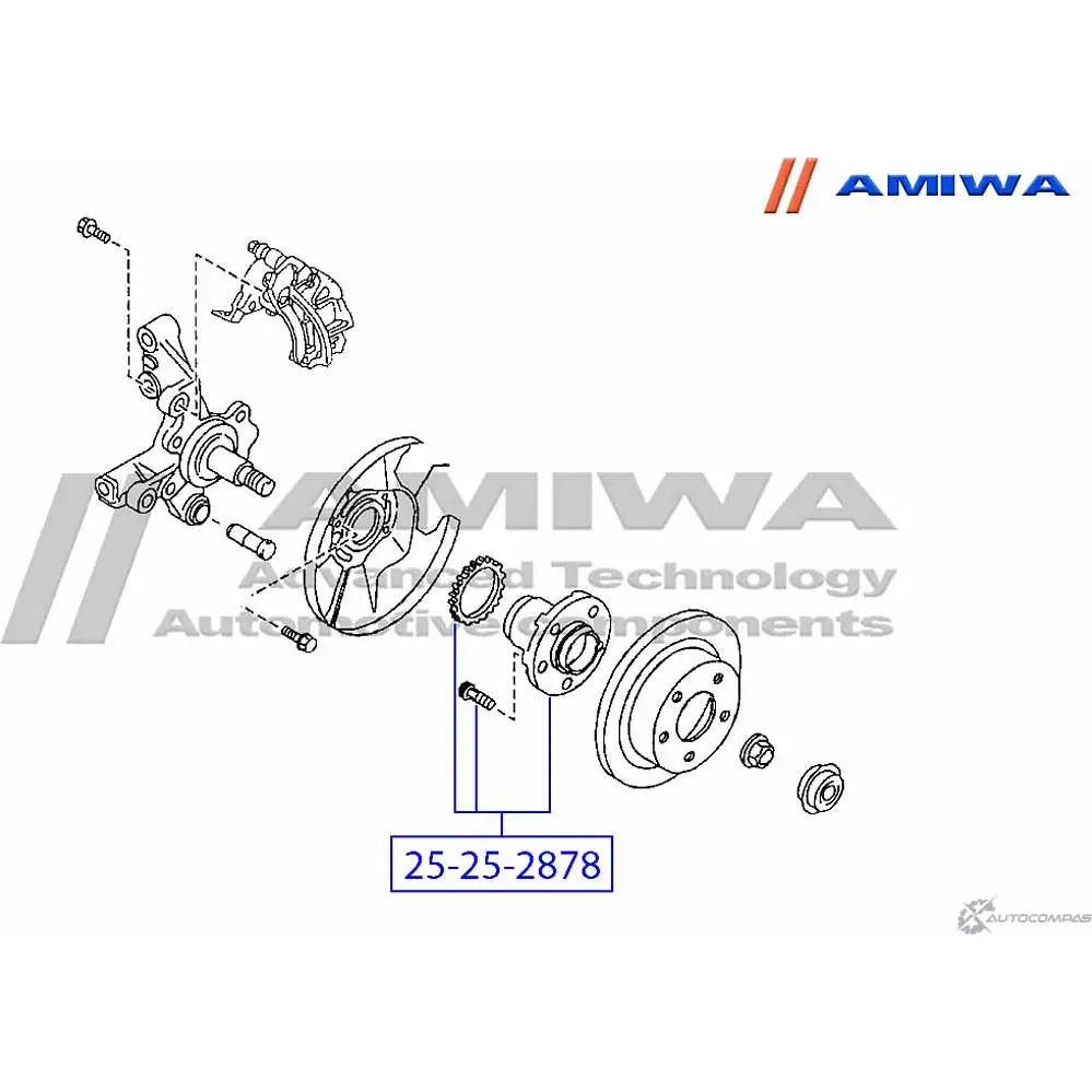 Ступица задняя AMIWA 1422491169 25-25-2878 V7D1B45 EX 1X2 изображение 1