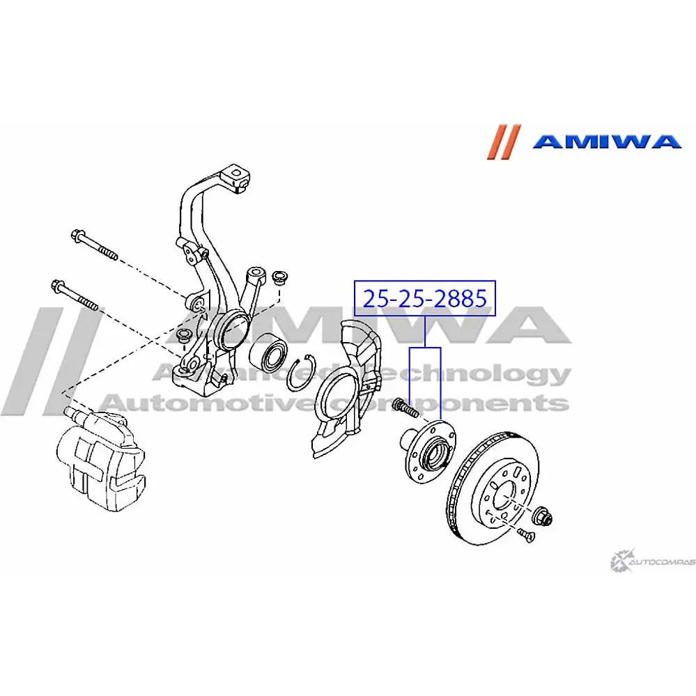 Ступица передняя(front wheel hub) AMIWA 52QL Q 25-25-2885 D4RJ2R 1422492777 изображение 1