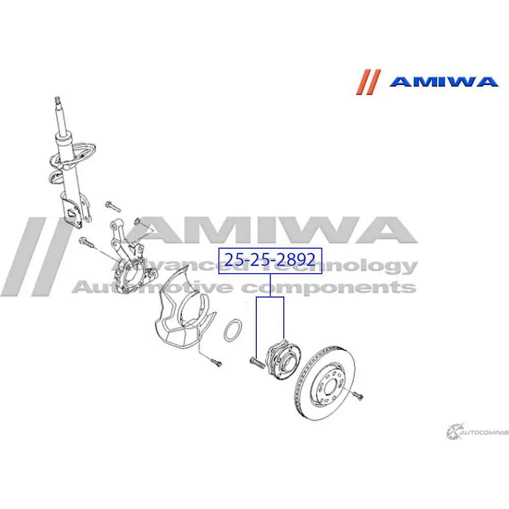 Ступица передняя AMIWA 25-25-2892 ADE671W 1422491964 XKTSF 37 изображение 1