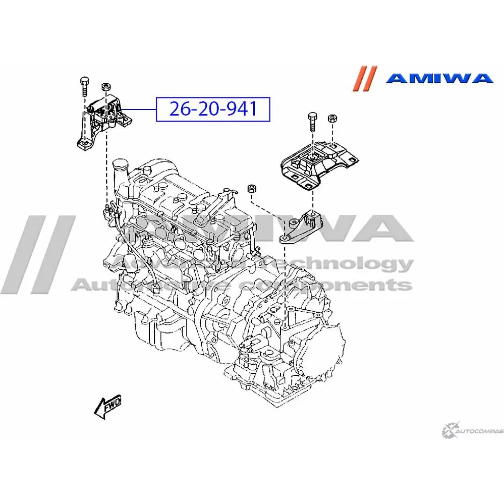 Подушка двигателя правая AMIWA 4CWKZ QSF G965 1422490909 26-20-941 изображение 1
