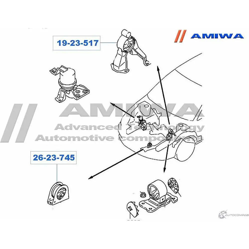 Подушка двигателя передняя mt AMIWA K58446K 1422490903 7 PUSVUN 26-23-745 изображение 1