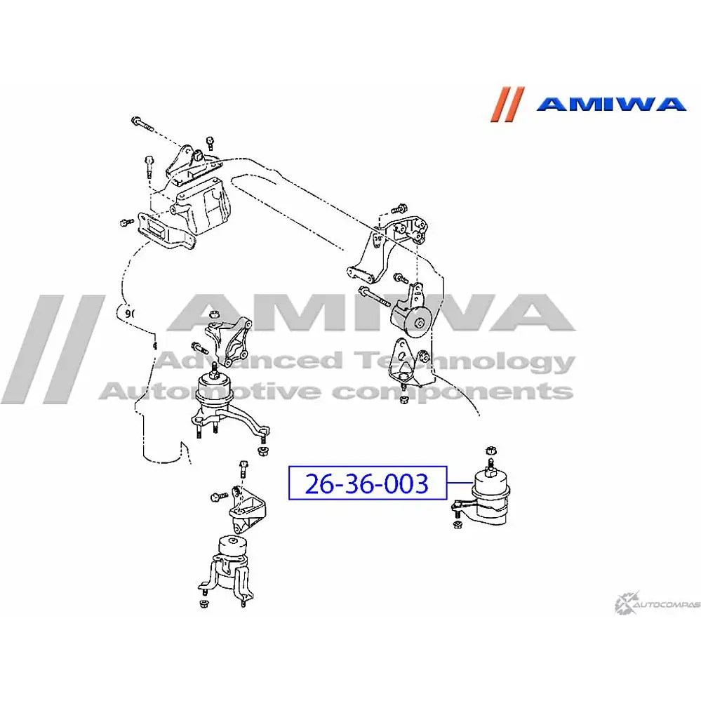 Подушка двигателя левая (гидравлическая) AMIWA 26-36-003 T 94MNRC 1422492250 AIC71M изображение 1