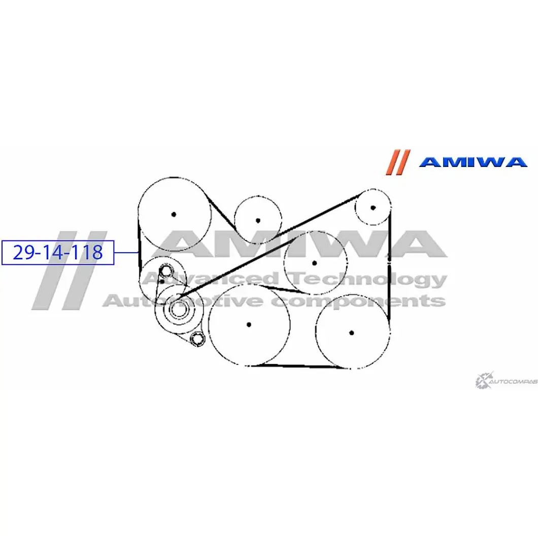 Ремень поликлиновый AMIWA 29-14-118 82CY6TL 1422491104 62T RY изображение 1