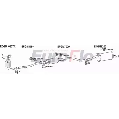 Система выпуска ОГ EUROFLO X5EMM N9G62 F 4373048 VLCOR13D 1008D изображение 0