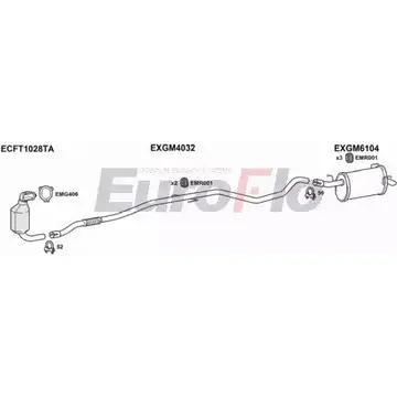 Система выпуска ОГ EUROFLO H8QKM 4373188 RJ M3B VLMER13D 6001A изображение 0