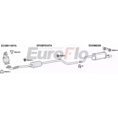 Система выпуска ОГ EUROFLO 4373204 HVO6NSQ Q J6KI VLMER17D 6011B изображение 0