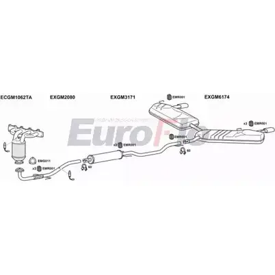 Система выпуска ОГ EUROFLO WUV5 6B2 4373383 WO74R VLSIG22 3001B изображение 0