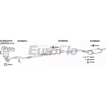 Система выпуска ОГ EUROFLO AO4TW VLVEC16 2004G 4373426 C9 ABFXJ