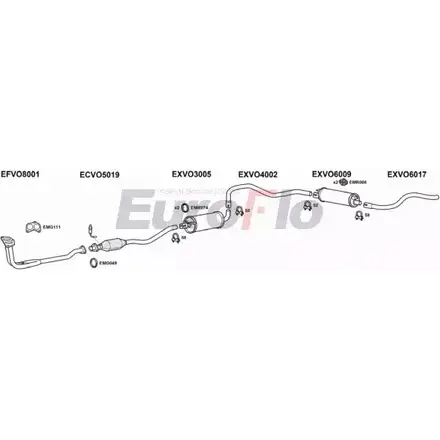 Система выпуска ОГ EUROFLO 4373802 VO24020 3008A V4J BN GIJEL