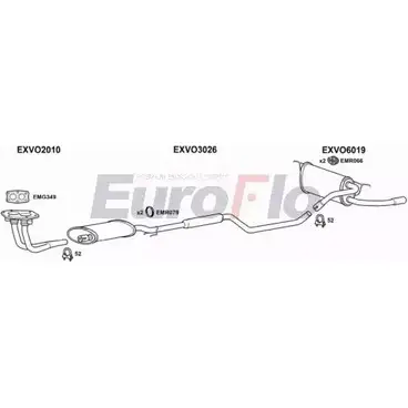 Система выпуска ОГ EUROFLO 4373899 VO48017 4001A VPQ4 Y 4P6F22T изображение 0