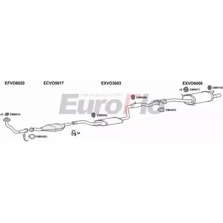 Система выпуска ОГ EUROFLO GAQB5 3U VOS4016 2001B 4374069 BKVOVM изображение 0