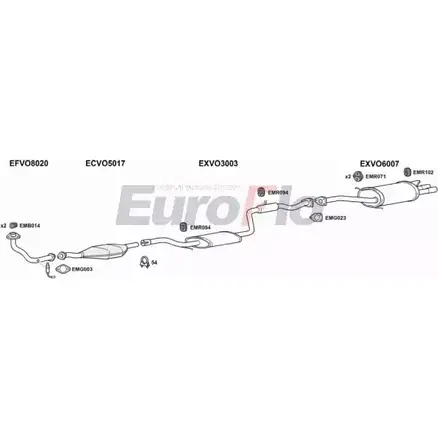 Система выпуска ОГ EUROFLO VOS4020 2001B 4374095 PUX MS FOQZN5Z изображение 0