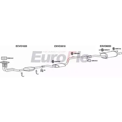 Система выпуска ОГ EUROFLO 5SVI 3HK S7GV7H 4374098 VOS4020 2008A изображение 0