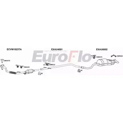 Система выпуска ОГ EUROFLO U TIDVU 4374330 VWBEE19D 1001B ND2K8X изображение 0