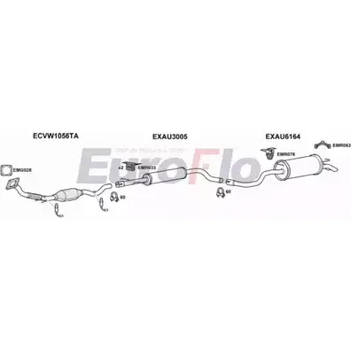 Система выпуска ОГ EUROFLO VWBEE20 5001A 4374351 4K JM7 MSY45JA изображение 0