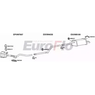 Система выпуска ОГ EUROFLO 6ODRB6 VWCAD19D 6008C 4374430 F61D 2M изображение 0