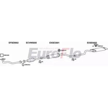 Система выпуска ОГ EUROFLO 4374434 G 16OO0P SSC40 VWCAD19D 7001D изображение 0
