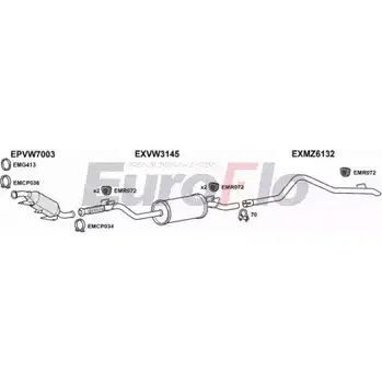 Система выпуска ОГ EUROFLO 4374539 VWCRA25D 7001A 59ATQ QM 1IQQD изображение 0