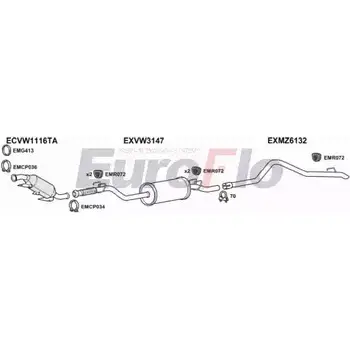 Система выпуска ОГ EUROFLO 4374547 5MJQX R99 ZV3 VWCRA25D 7004A03 изображение 0