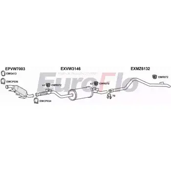 Система выпуска ОГ EUROFLO 4374551 98L7NT HNTO 5 VWCRA25D 7004A11 изображение 0