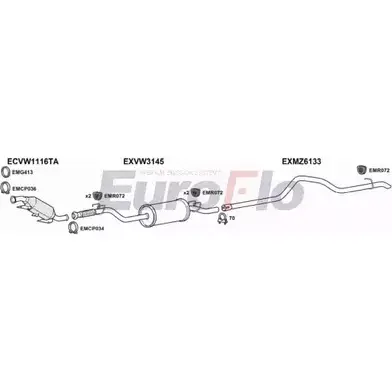 Система выпуска ОГ EUROFLO 4374552 05KXW VWCRA25D 7004C01 X AFH7 изображение 0