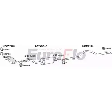 Система выпуска ОГ EUROFLO 0JRYH VWCRA25D 7004C09 4374556 OY QY76K изображение 0