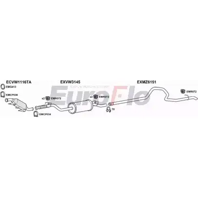 Система выпуска ОГ EUROFLO 4374558 IW K61 VWCRA25D 7004C13 60SNTI изображение 0
