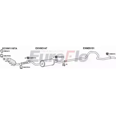 Система выпуска ОГ EUROFLO 6V7OVD VWCRA25D 7004C15 R6DJJO 0 4374559 изображение 0