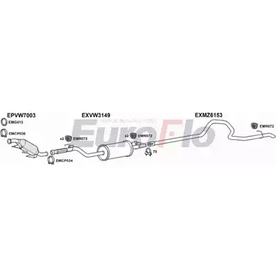 Система выпуска ОГ EUROFLO 4374568 BQ 2GXFI VWCRA25D 7004C33 REHGRN