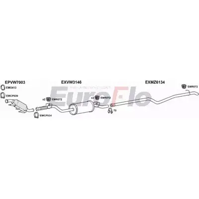 Система выпуска ОГ EUROFLO VWCRA25D 7004E11 RU0JY58 Q 1G5PM9 4374575 изображение 0