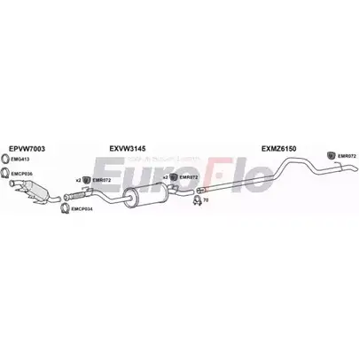 Система выпуска ОГ EUROFLO J3O XH99 VWCRA25D 7004E19 4374579 3PDEP0 изображение 0