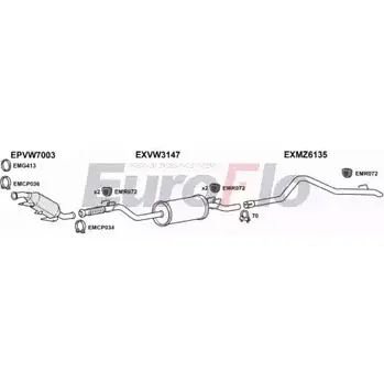 Система выпуска ОГ EUROFLO 4374588 7AEP8 HY8QPT T VWCRA25D 7008A01 изображение 0