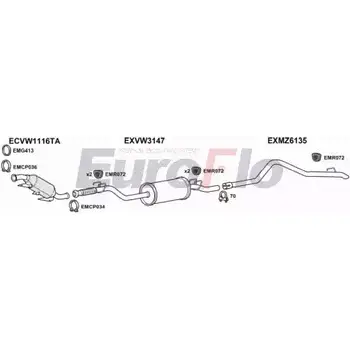 Система выпуска ОГ EUROFLO VWCRA25D 7011A01 SQQQJ 7N 4374595 48DES9 изображение 0