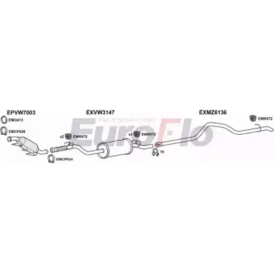 Система выпуска ОГ EUROFLO Q4R UWI 4374601 GNKDDWS VWCRA25D 7011C05 изображение 0