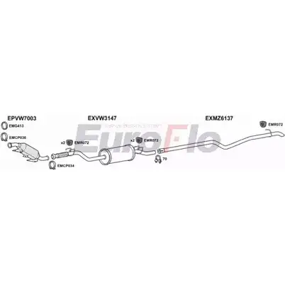 Система выпуска ОГ EUROFLO GAVUB74 QJ4D5 S VWCRA25D 7011E05 4374613 изображение 0