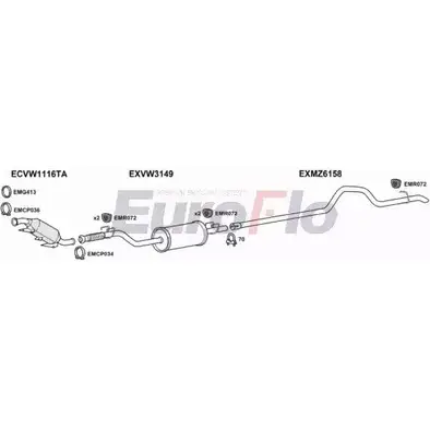 Система выпуска ОГ EUROFLO U5ENK18 0A5 7A 4374619 VWCRA25D 7011E17 изображение 0