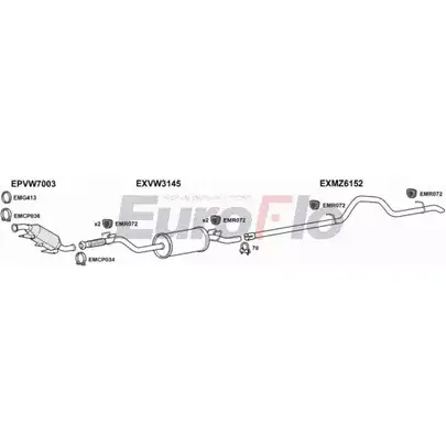 Система выпуска ОГ EUROFLO R20B A VWCRA25D 9001B R78LE 4374627 изображение 0