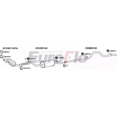Система выпуска ОГ EUROFLO VWCRA25D 9004G 5LIC 0Q 4374635 HHN81U изображение 0