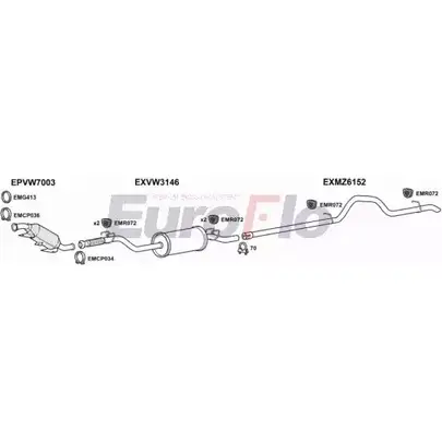 Система выпуска ОГ EUROFLO HF9XPSV BUE YS VWCRA25D 9004M 4374640 изображение 0