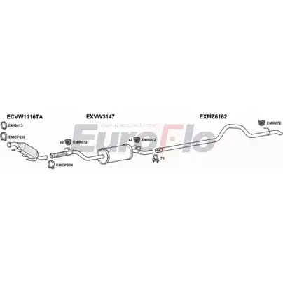 Система выпуска ОГ EUROFLO VWCRA25D 9011A 4374650 9J6TEMG TDOAG M4 изображение 0