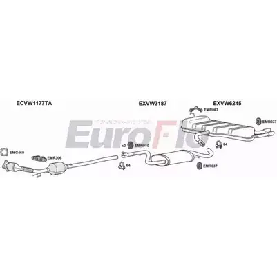 Система выпуска ОГ EUROFLO 4374677 RS HMA JYACV6 VWEOS20 5004C изображение 0