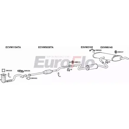 Система выпуска ОГ EUROFLO 4374718 MOFGIG D5L R4X VWGOL14 1018A изображение 0