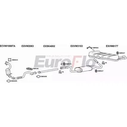 Система выпуска ОГ EUROFLO 4374733 PKLAA UBU9LS Z VWGOL14 1039 изображение 0