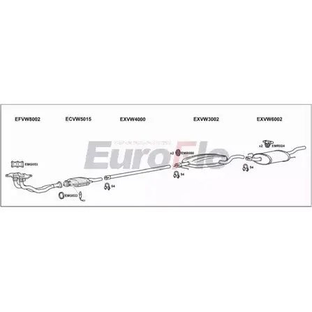 Система выпуска ОГ EUROFLO VWGOL16 1015A V65W YV0 4374749 OOJJ4Q4 изображение 0